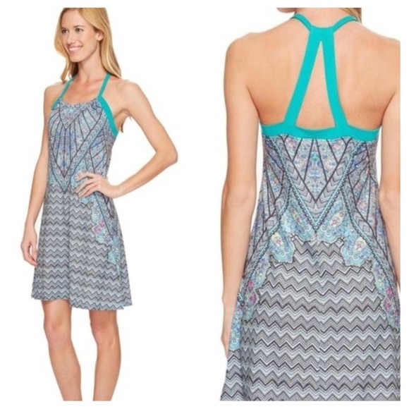 Prana Dresses & Skirts - PRANA Veeda Tennis Dress Size M Teal Batik Print Shelf Bra